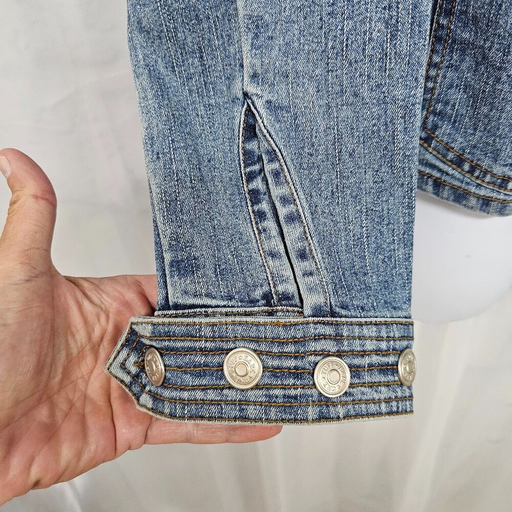 OTB Blue Denim Blazer Jacket Y2K Boho Western Prairie Coastal L - Picture 6 of 12